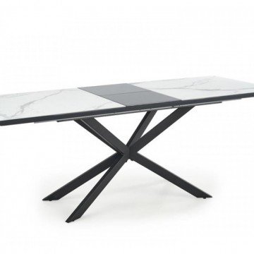 Фото6.Раскладной стол DIESEL 160 (200) x90 Halmar белый мрамор/черный
